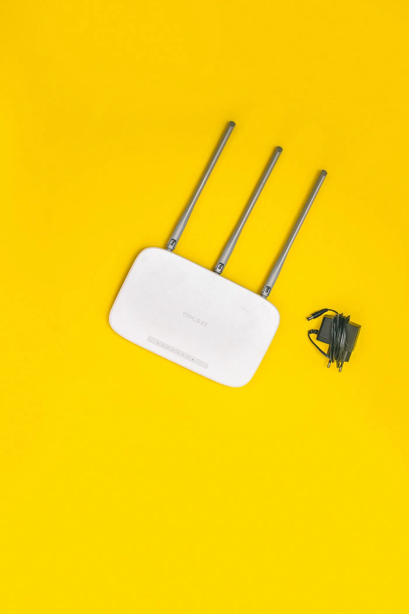 Home Wi-Fi router on a yellow background